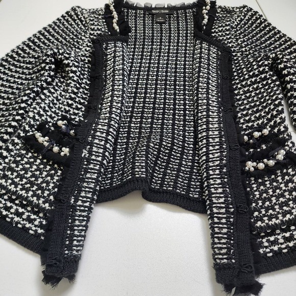 White House Black Market Womens Pearl Tweed Knit Cardigan Jacket Size Small - Picture 8 of 12